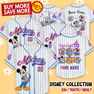 Mickey Disneyland 70th Baseball Jersey Family Trip Kid Men Women Gift NEW-image
