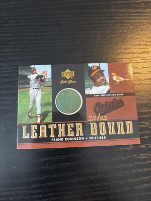 2001 Upper Deck Gold Glove Leather Bound Gold #LBFR Frank Robinson #'d 25 of 25-image