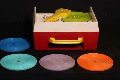 1971 Vintage Fisher Price Music Box Toy Record Player #995 W 5 Discs -image