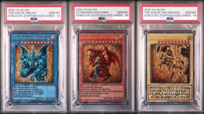 PSA10 Yu-Gi-Oh God Cards Slifer Obelisk Ra Stainless Steel Set 3 Sequential-image