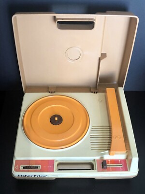 Vtg Fisher-Price Record Player WORKS Hardshell Case Plays 33 & 45 Records READ-image