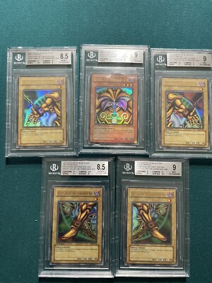 Yugioh! Exodia The Forbidden One set 1st Ed Asian Eng LOB-120-124 Beckett 8.5/9-image