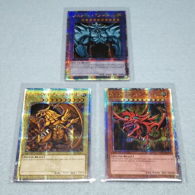 Yugioh 25th Egyptian God Cards Ra Slifer Obelisk Quarter Century Secret Rare Set-image