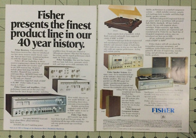 Vintage 1976 Fisher Receiver Turntable Tape 2-Page Color Magazine Advertisement-image