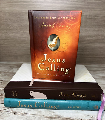 Lot of 3 Christian Devotional Hardbacks / Leather Bible Study Books Sarah Young-image