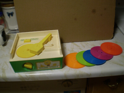 Vintage Fisher-Price Sesame Street Record Player 5 Records - Works-image