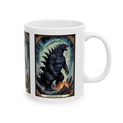 Godzilla Ceramic Mug, Japanese Monster Coffee Cup, Kaiju Tea Mug, King of the-image