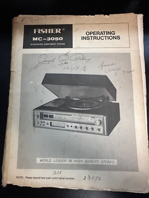 Fisher MC-3050 Service Manual Integrated Component System Original Instructions-image