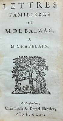 1661 Lettres de M. de Balzac a M. Chapelain - Original Binding House of Elzevir-image