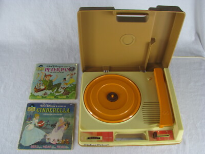 Vintage 1978 Fisher Price 33 45 RPM Record Player w 2 Disney Book & Records-image