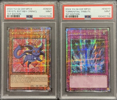 2024 PSA 9 YUGIOH MP24 QCR SECRET RARE CRYSTAL BEAST & TORRENTIAL TRIBUTE SET-image
