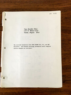 Fisher Model 203 213 295 Receiver Service Manual *Original*-image