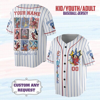 Custom Mickey Mouse Disney Baseball Jersey Disneyland Kid Men Women Gift NEW-image