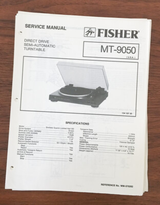 Fisher MT-9050 Record Player / Turntable Service Manual *Original*-image