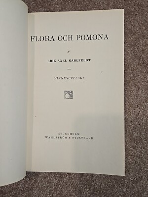Flora Och Pomona Erik Axel Karlfeldt 1931 Leather Bound-image