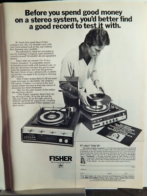 FISHER COMPACT / KENWOOD RECEIVER / PETRI SLR CAMERA VTG 1972 AD, RARE EPHEMERA-image