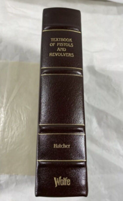 NEW Textbook of Pistols & Revolvers by Hatcher Leather Bound NOS-image