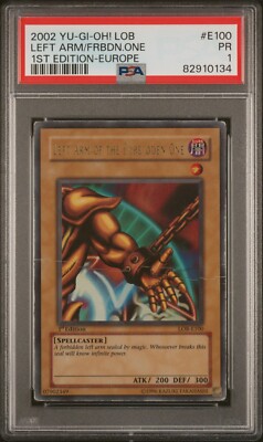 PSA 1 POOR Left Arm of the Forbidden One LOB-E100 1st Edition Yugioh LOB Exodia-image