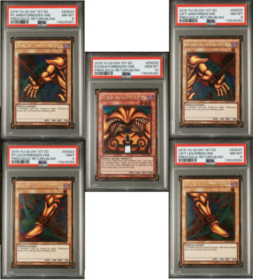 2015 Yu-Gi-Oh! Exodia Gold Rare 5 Card Set Forbidden One PGL2 PSA 8 9 10-image