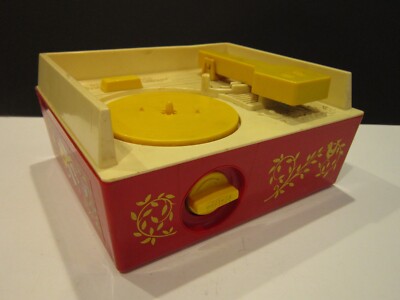 Vtg 1971 FISHER PRICE MUSIC BOX RECORD PLAYER #995 W/ All 5 Records (WORKS!)-image