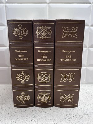 Easton Press 3 Vol Set William Shakespeare Histories Tragedies Comedies Leather-image