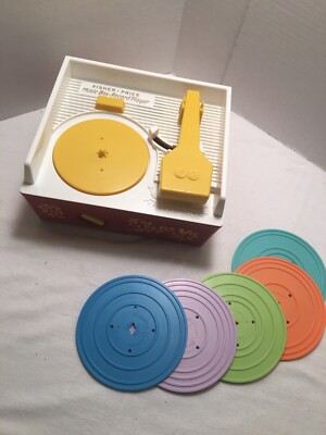 Fisher Price Record Player with 5 Record Discs 2014 #1697 Excellent TESTED WORKS-image