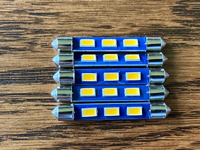 5 New Warm White 43mm Festoon Lamp LED Light Bulbs for Fisher 400 500C 600 800C-image