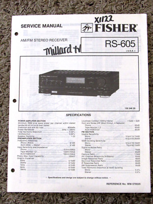 FISHER RS-605 AM / FM STEREO RECEIVER ORIGINAL SERVICE REPAIR MANUAL -image