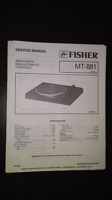 Fisher mt-881 Service Manual original repair book stereo turntable record player-image