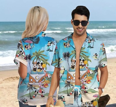 Mickey & Minnie Mouse Tropical Summer Beach Trip 2025 Aloha Hawaiian Shirt -image