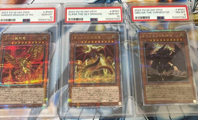 PSA 8 & 10 Yu-gi-oh quarter century secret Rare Obelisk Slifer Ra Serial number-image