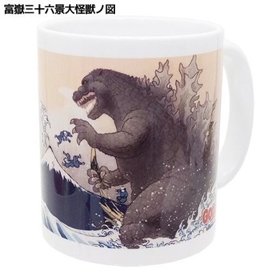 Godzilla Ukiyoe Big wave Hokusai MUG 320ml Cool Japan New-image