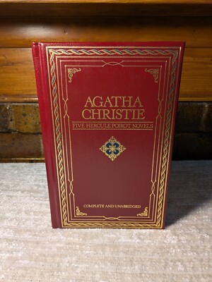 Five Hercule Poirot Novels Agatha Christie 1980 Chatham River Press Leather-image