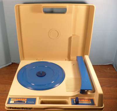 Vintage 1978 Fisher Price Record Player ~ Works ~ Tan and Blue-image