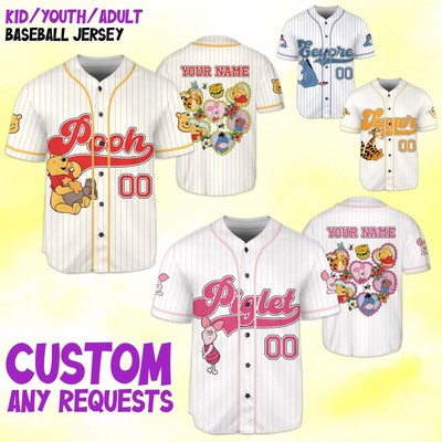 Personalized Winnie Pooh Collection Baseball Jersey Kid Men Women Gift NEW-image