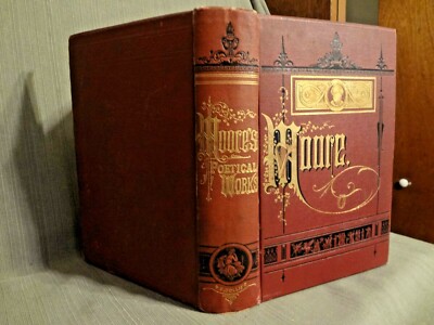 1880 Thomas Moore Poetry Works Gilt Edged Illustrated Leather Fabulous-image
