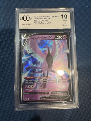 Pokemon TCG Galarian Articuno V Chillin Reign Holo Beckett Graded Gem 10 BCCG-image