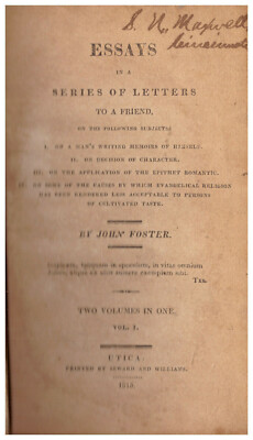 John Foster, Essays in a Series of Letters to a Friend, 1815.-image