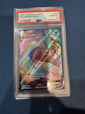 Pokemon TCG Vmax Lapras Sword & Shield Holo PSA Graded Gem 10-image