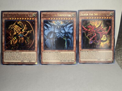 Yugioh! Egyptian God Cards! Obelisk Slifer Ra LDK2 Ultra Rare All 3 S041-image
