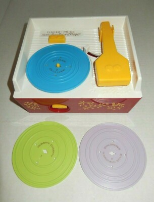 Fisher Price Music Box Record Player 2010 Toy With 3 Double Sided Records Tested-image