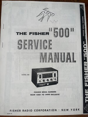 Fisher 500 Service Manual Stereo Receiver Photocopy-image