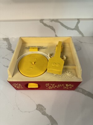 1971 Vintage Fisher Price Wind Up Music Box Toy Record Player-image