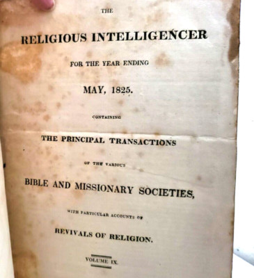 RELIGION: RELIGIOUS INTELLIGENCER - FOR THE YEAR ENDING MAY, 1825, Leather-image