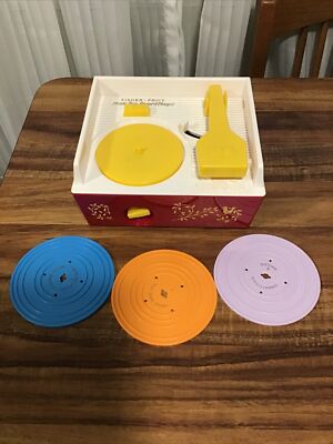 Mattel Fisher Price Music Box Record Player 3 Records 2010 Version Tested Works-image