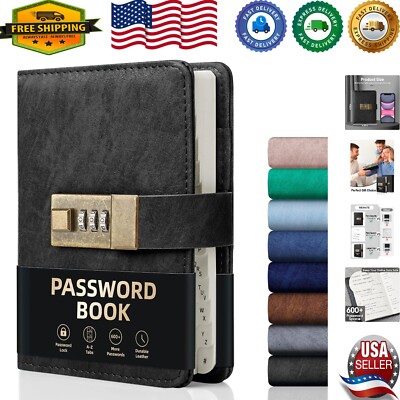 Password Logbook with Lock: Durable Faux Leather, 600+ Passwords Capacity-image
