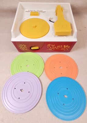 Fisher Price Record Player Retro 2010 With 4 Records Music Box Tested & Works-image
