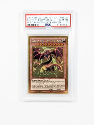 Yu-Gi-Oh Slifer The Sky Dragon DSOD Movie Gold 1st Ed PSA 10 GEM MT MVP1-ENG57-image