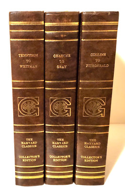  ENGLISH POETRY, 3 volumes, Leather, TENNYSON, CHAUCER, MORE!!!-image