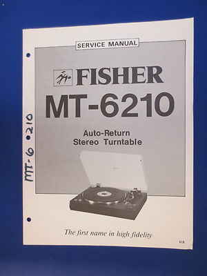 Fisher MT-6210 Turntable Service Manual Factory Original The Real Thing-image